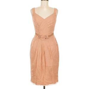 Peruvian Connection Silk Degas Dress Pink Rose Pleated Knee Length Sz US 6 (Y